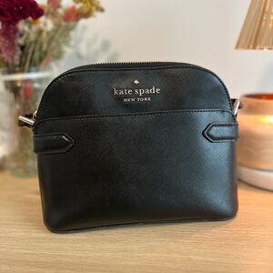 Kate Spade Black Staci Dome Saffiano Leather Crossbody